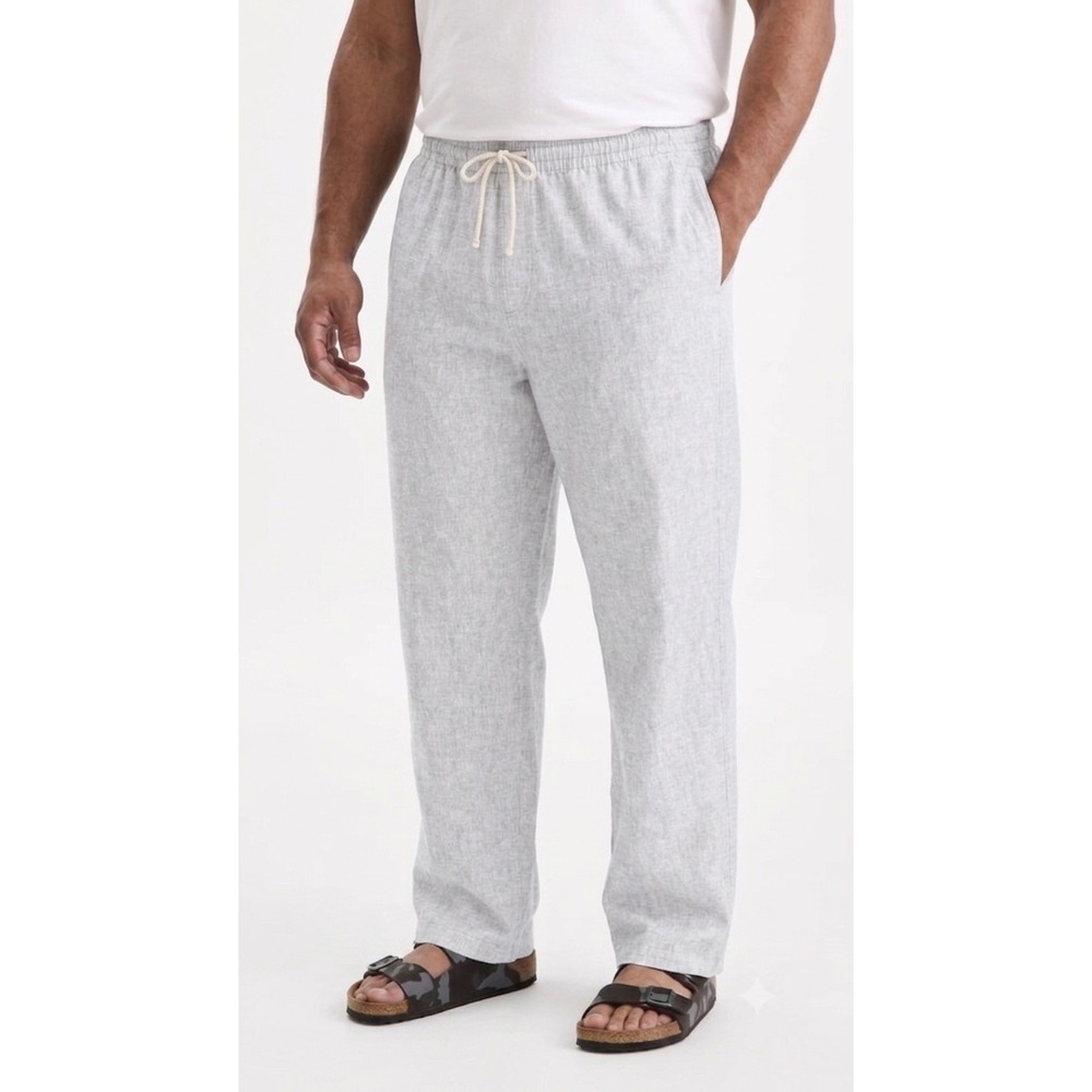 Sun + Stone Mens XXL Relaxed Linen Blend Pants Grey Boulder Canyon